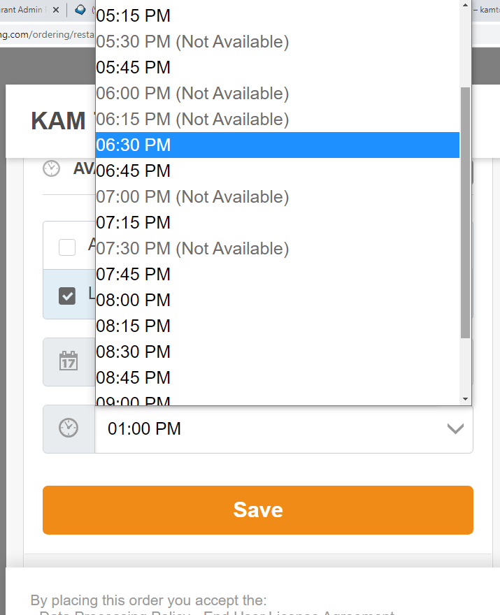 time slots availability